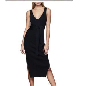 Rib Knit Tie Waist Midi Dress